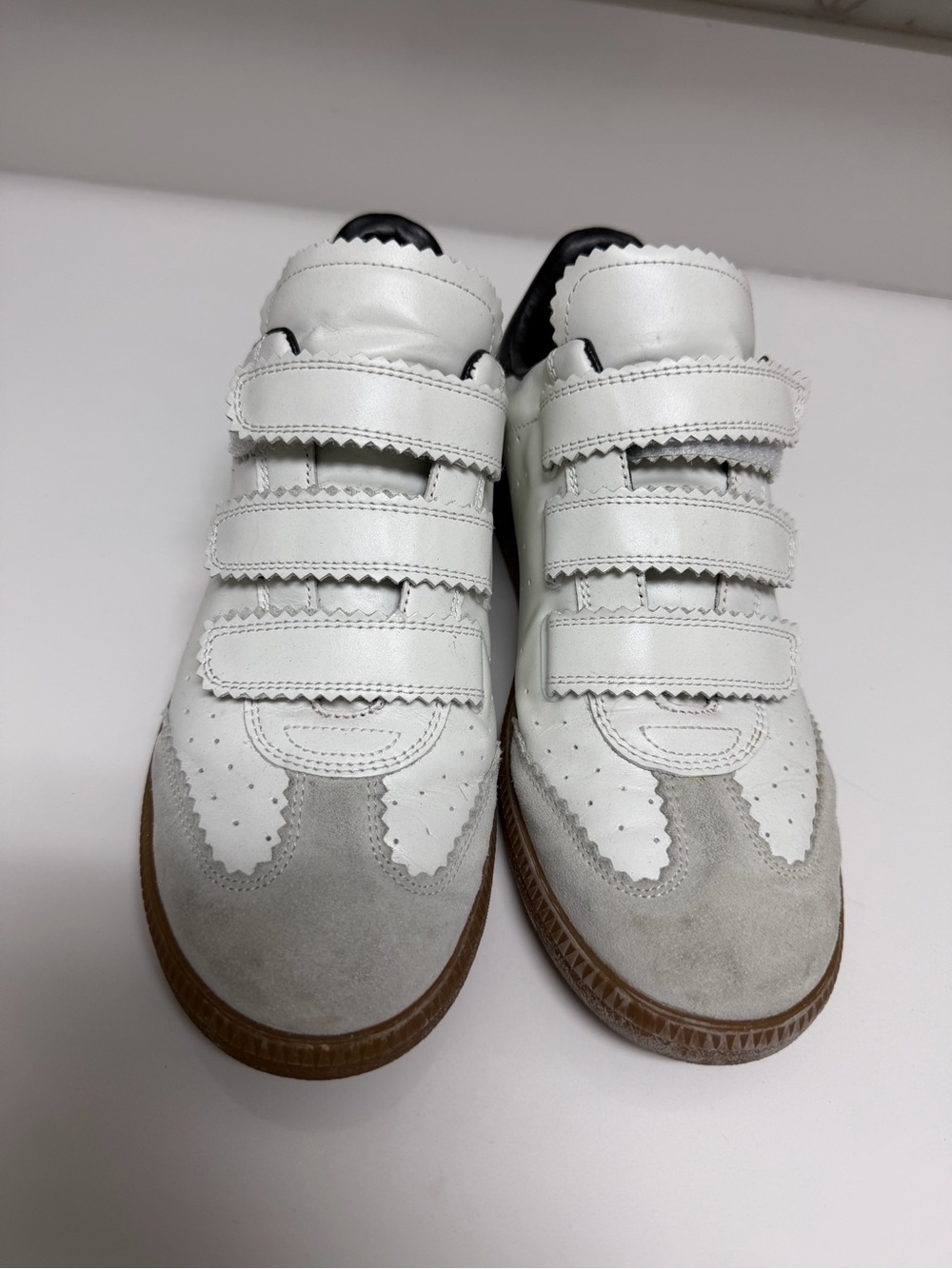 Isabel Marant women’s  White and Gray Leather Velcro Sneakers